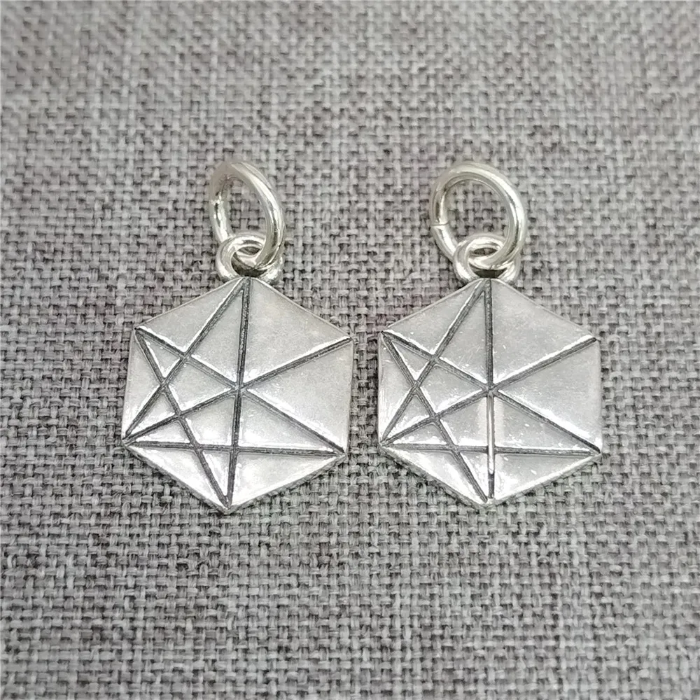 

2pcs of 925 Sterling Silver Hexagon Charms Polygon Pendant for Bracelet Necklace