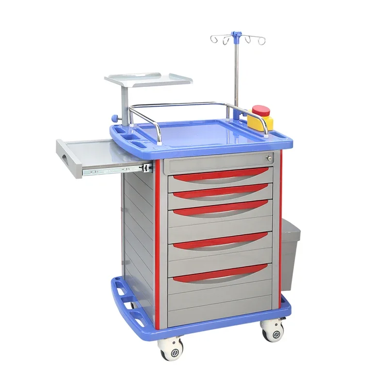 Emergency Trolley Hospital ABS  Crash Cart with Drawers waterproof Medical cart supplies