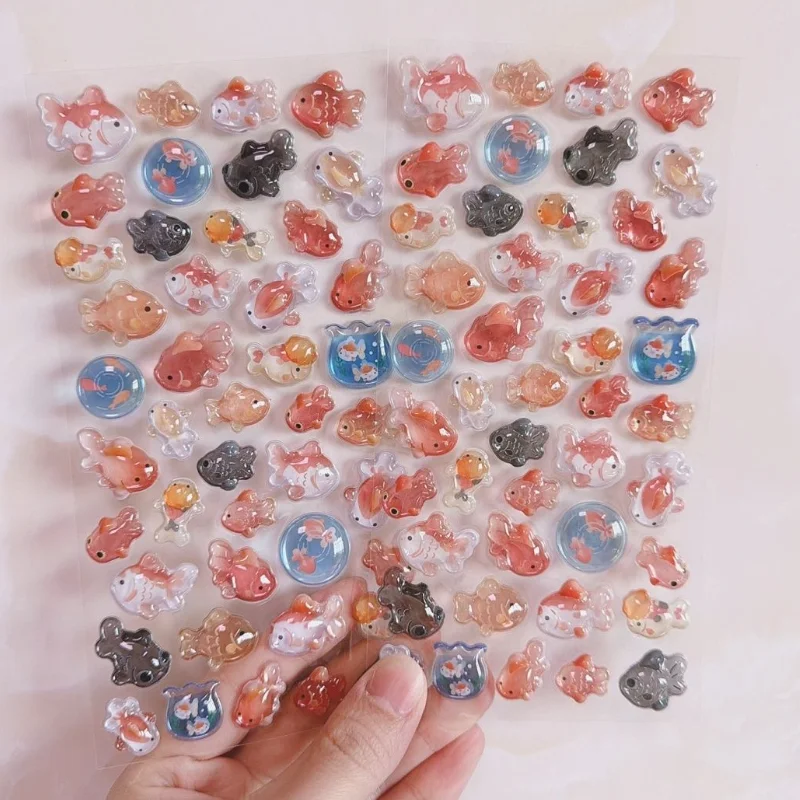 

Japanese Style Goldfish 3D Dimensional Relief Sticker Girl Handmade Diy Phone Case Diary Scrapbook Decoration Gift for Friends