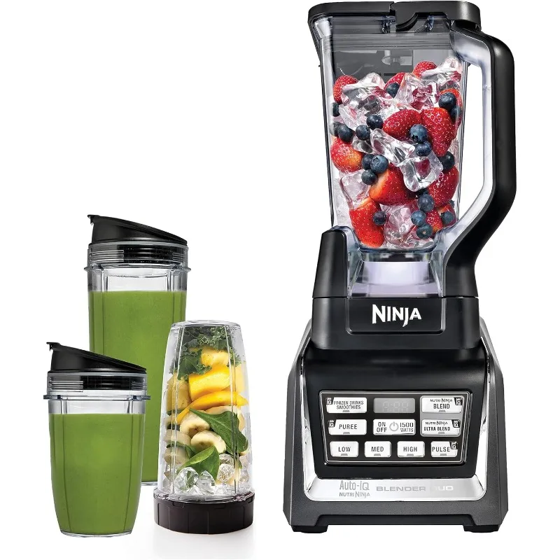 

Персональный и настольный блендер Ninja BL642 Nutri Ninja с базой Auto-iQ мощностью 1200 Вт, 72 унции. Кувшин, 18 24, и 32 унции. Чашки To-Go