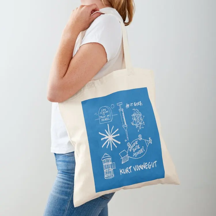 

Ode to Vonnegut -- Pattern -- White/Blue Tote Bag Women bags shopping trolley bag tote bag men's tote screen