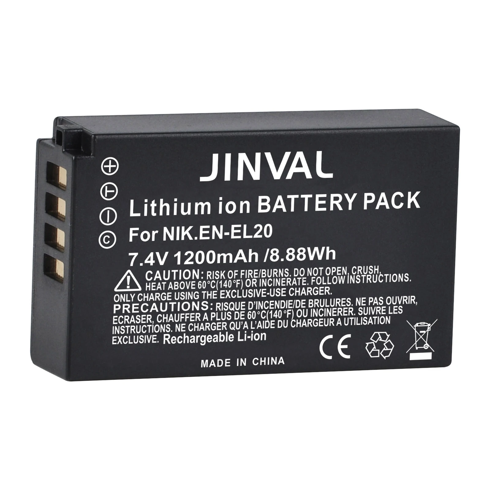 JINVAL EN-EL20 Battery ENEL20 EL20 1200mAh Rechargeable Batteries + PD20W Fast Dual Charger For Nikon Coolpix P1000 P950 1 J3 V3