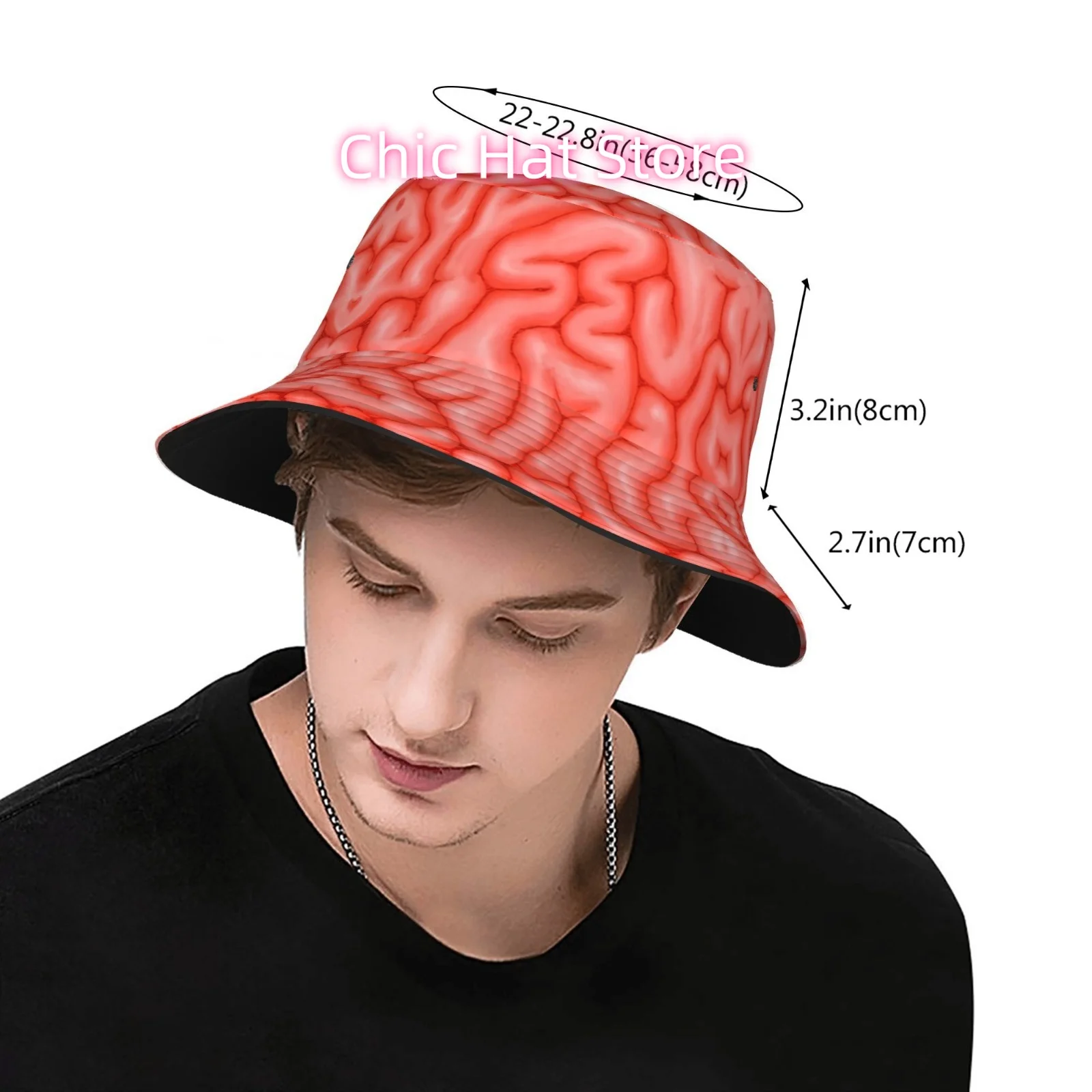 This Fully Printed Fisherman Hat Features a Pink Brain Texture Pattern And Is Ideal for Outdoor Activities. It'S a Stylish Bucke