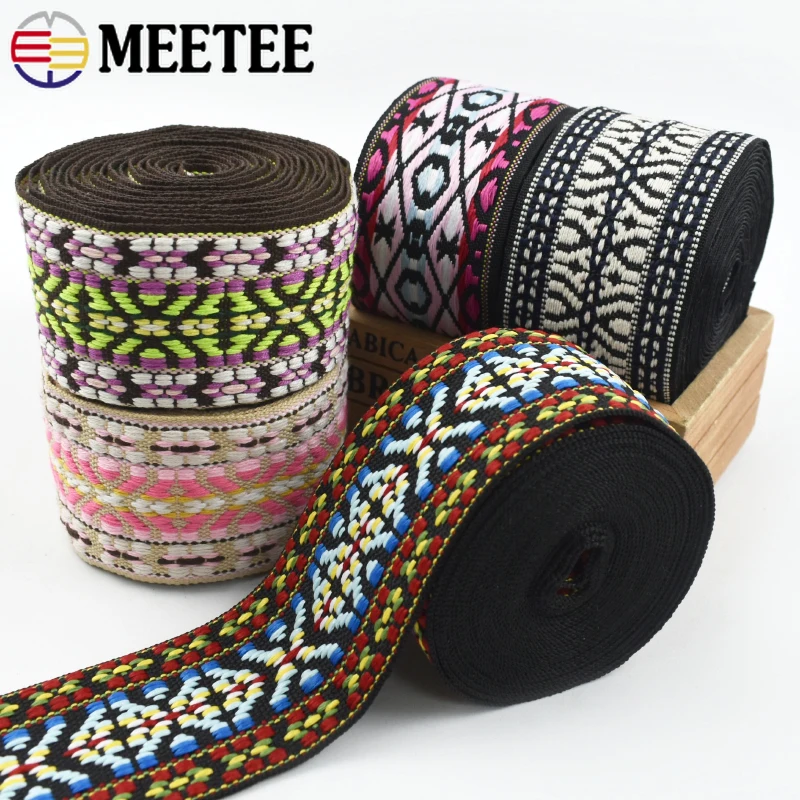 

4Meters 50mm Polyester Cotton Webbings Bands Ethnic Jacquard Lace Ribbon Tape Bag Shoes Garment Webbing DIY Sewing Accessories