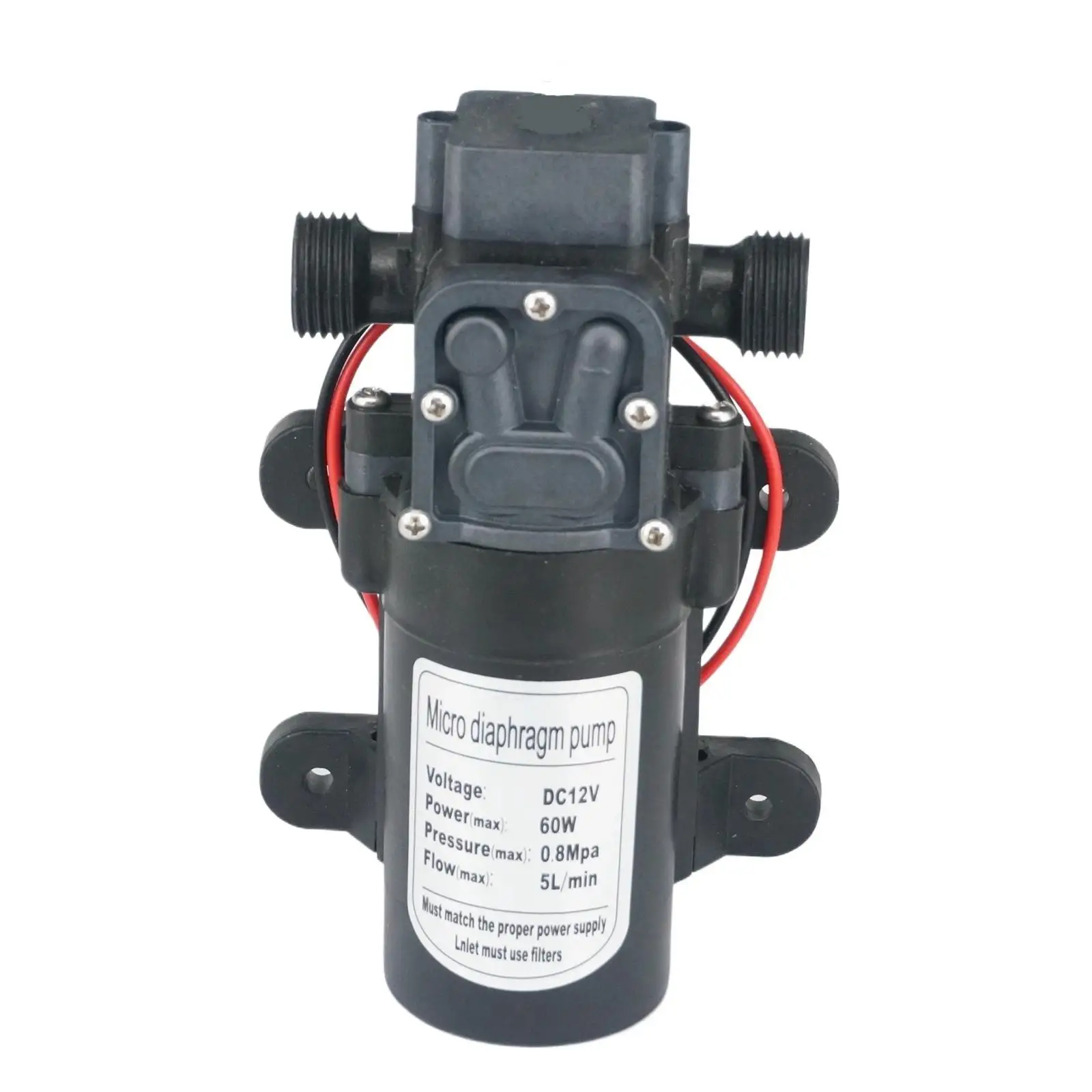 1/2 "BSP mężczyzna DC 12V/24V 60W elektryczna pompa membranowa samozasysająca booster kontrola przepływu wstecznego dla domu ogród myjka samochodowa 300L/H