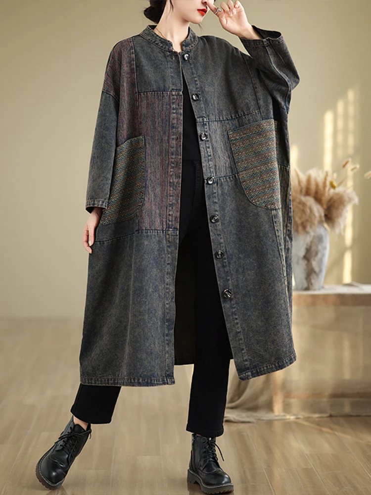 Max LuLu autunno Vintage cappotti lunghi moda donna oversize Denim Trench donna Vintage Casual sciolto giacche a vento vestiti classici