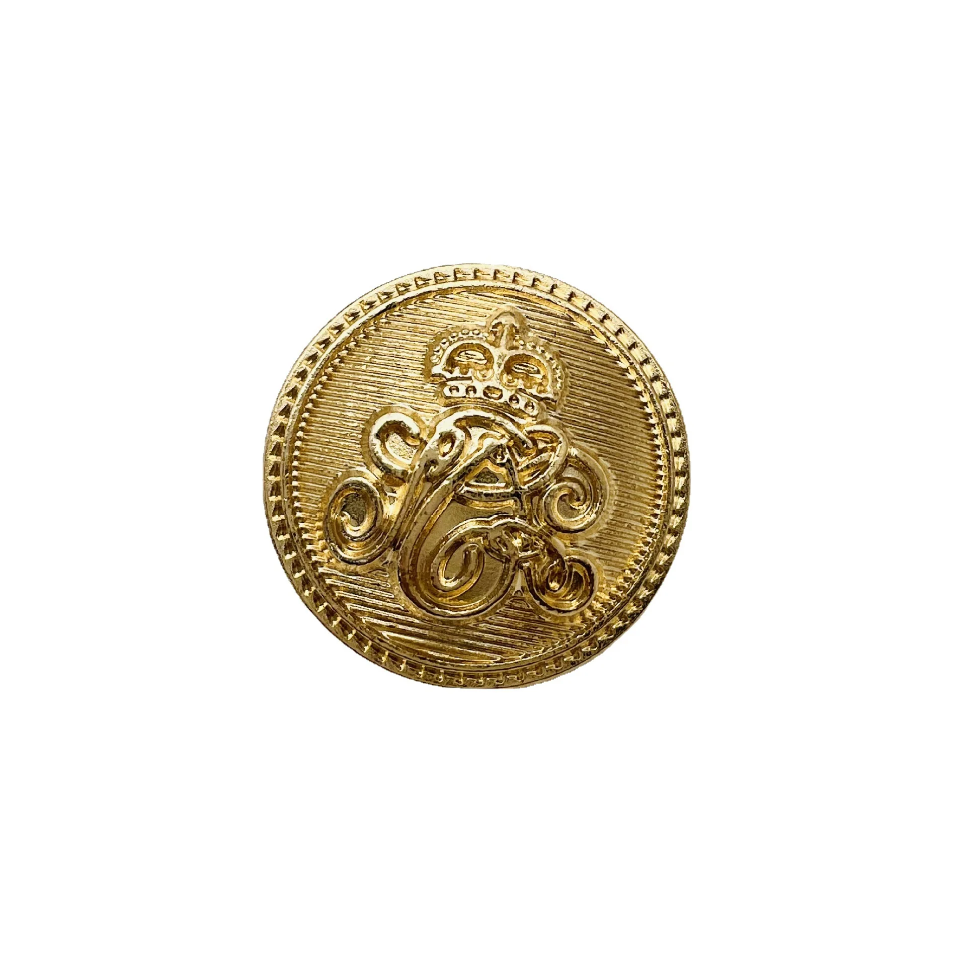 10PCS Fashion Golden Crown Metal Buttons Vintage Coat Knit Sweater Simple Decorative Shank Buttons