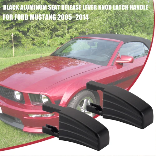 Imagen 2 del producto 2 uds palanca de liberación del asiento perilla pestillo manija lateral para Ford Mustang 2005-2014 ajuste del respaldo del asiento de aluminio negro 5R3Z- 6362762 -AAC
