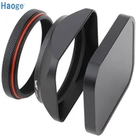 Haoge Parasol cuadrado de metal con tapa y anillo adaptador de 49 mm para cámara Fuji X100VI X100V X100F X100T X100S X100 X70 negro