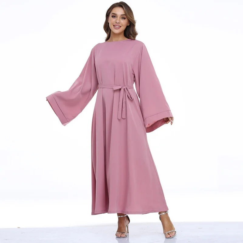 Eid musulman abaya turc Jilbab dubaï longues femmes musulmanes robes islamiques couleur unie prier Simple noir Abaya