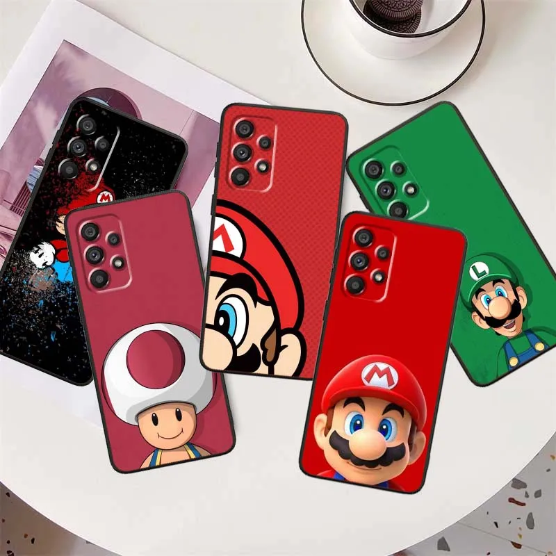 슈퍼 M-M-Marios 만화 캐릭터 커버 삼성 A41 A35 A34 A33 A32 A25 A24 A23 A21s A06 A05 A04 A03 노트 10 20 울트라 5G 블랙