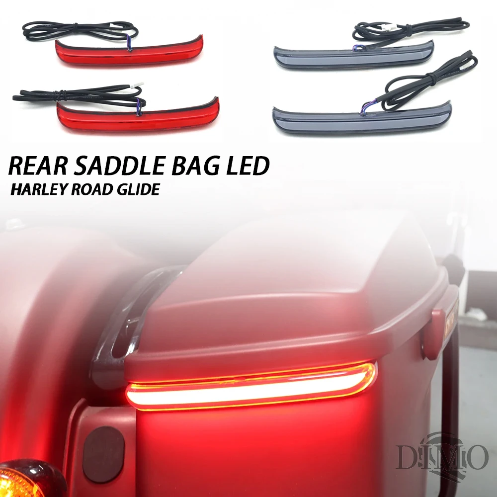 For Harley Touring Road King Street Glide FLHR CVO Motorcycle Red Tracer Rear Saddlebag LED Indicator Run Turn Brake Lights