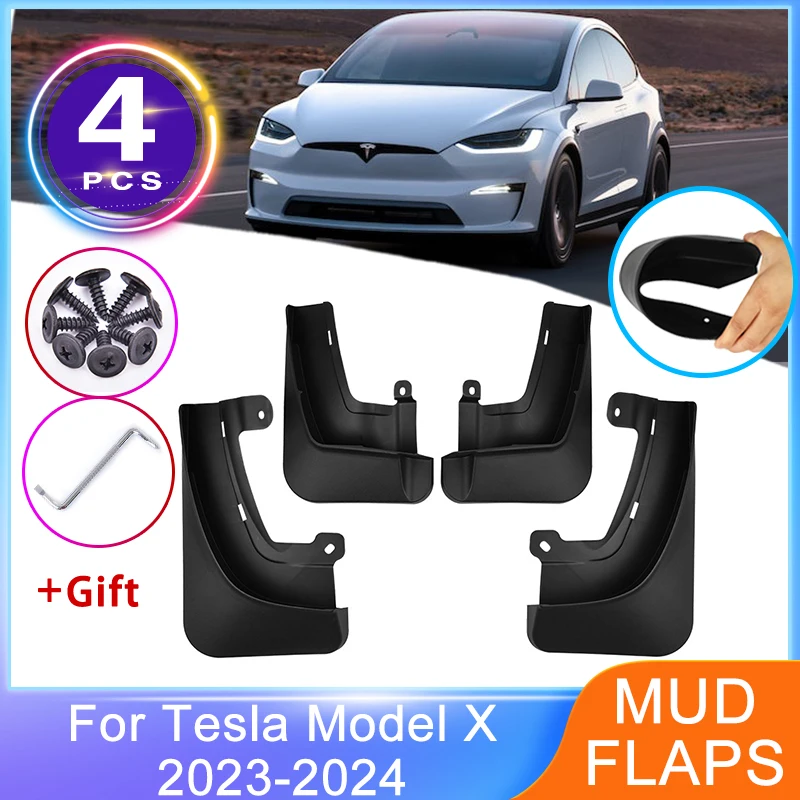 

Передние и задние брызговики для Tesla Model X 2023 2024, брызговики, защита от брызг, защита колес, новое обновление, автомобильные аксессуары