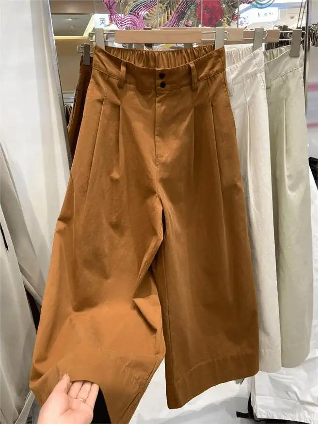 Faionable hoge taille wijde pijpen broek dames rechte gesneden casual broek Koreaanse Sle zomer 2024 trendy Ele