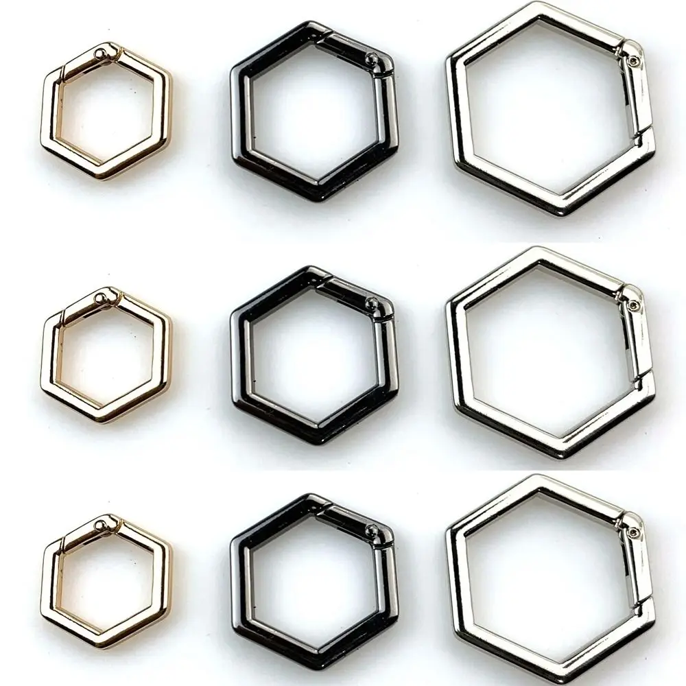 5pcs Black Gold Silver Spring Hexagon-Ring Buckles New Hexagon Shape 20/25/32mm Bag Belt Buckle Plated Gate Purses Handbags