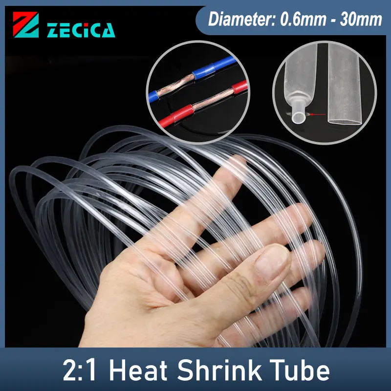

5/10/20/50m Clear Heat Shrink Tube 2:1 Dia.0.6mm-30mm Polyolefin Tubing Sleeving DIY Wrap Wire Repair Cable Protecctor Sleeve