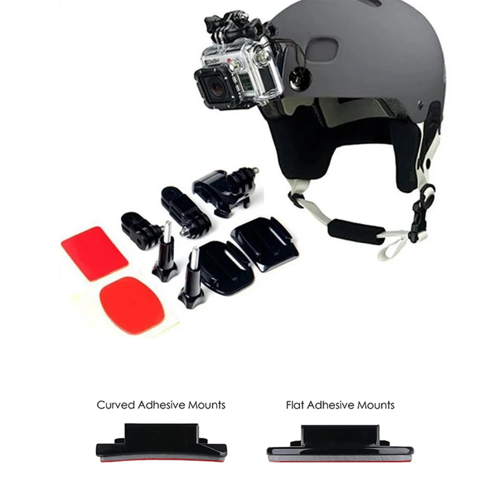 Accessories Kit For GoPro Helmet Mount Adapter J-Hook Base Double-sided Sticker For GoPro Hero 12 11 10 Insta360 X3 DJI Action 3