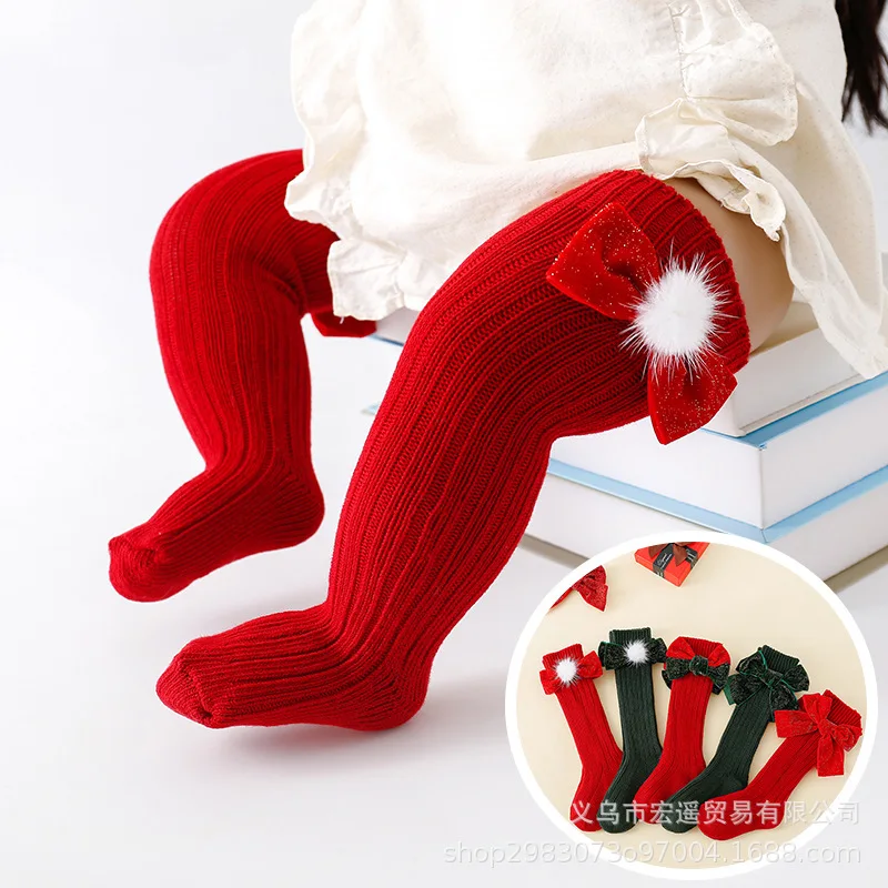 Winter Thick Christmas New Year Girls Long Socks for Kids Girl Pantyhose Children колготки для девочек