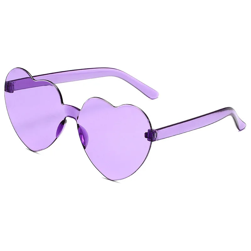 KLASSNUM 2024 In Heart Loving Sunglasses for Women Jelly Color Frameless Heart Shaped One-piece Glasses Dazzling Color Glasses