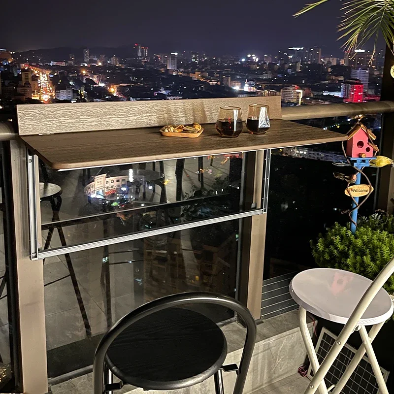 

Balcony railing hanging table study small apartment household computer small bar counter casual outdoor folding desk