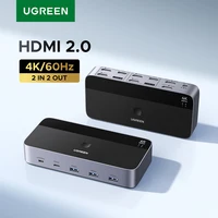 UGREEN 4K 60Hz HDMI KVM Switch 2 en 2 salidas USB C USB 3,0 Monitor de compartir teclado ratón HDR pantalla 3D para ordenador portátil impresora de escritorio