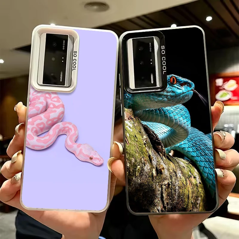 Чехол для телефона из кожи со змеиными чешуями для Xiaomi Poco X7 X6 X5 X3 Nfc F7 F6 F5 Pro Mi 14 15 Ultra 14T F4, цветной серебристый матовый