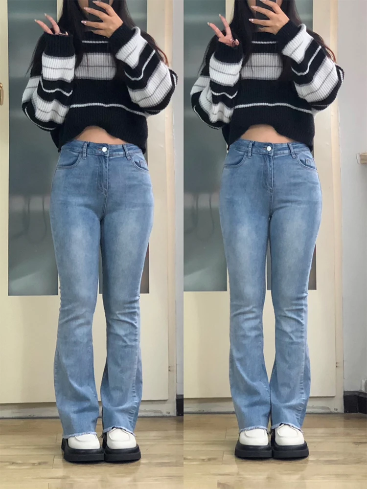 

plus Size Women's Jeans Elastic Waist Wide Leg Casual High Waist Cotton Denim Spring Autumn Loose Straight Cut Pants