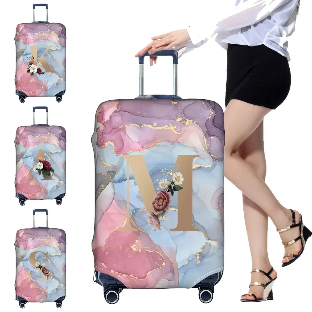 Stretch Fabric Luggage Protective Cover Gold Letter Series Suit for 18-32 Inch Suitcase Covers Trolley Cover Travel Accessories