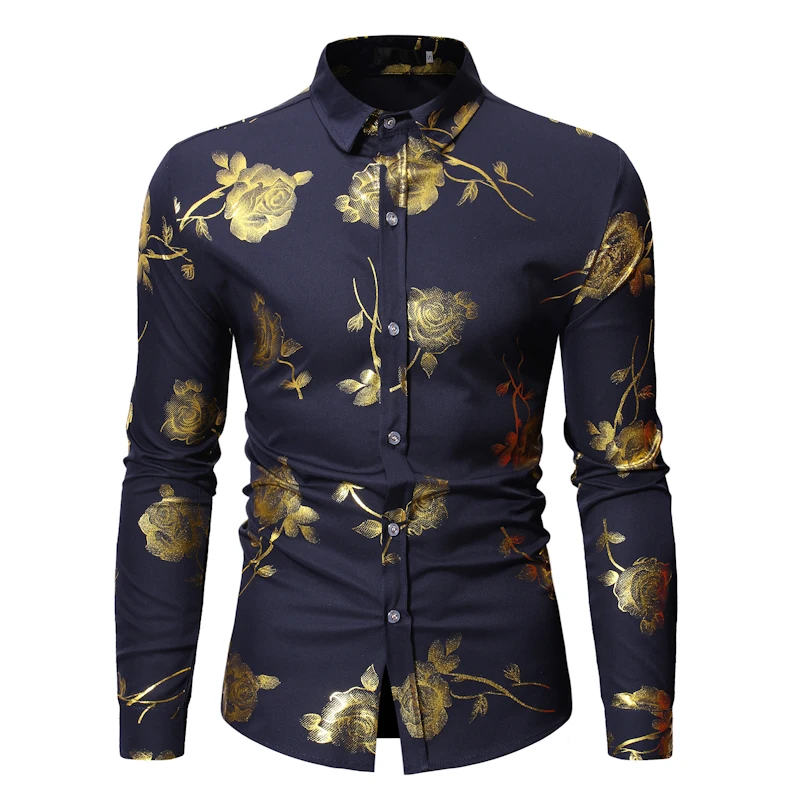 2023 New Men\'s Long Sleeve Shirt South Korea Fashion Men\'s Street Fashion Designer Print Clothes Luxury Personality Dress Men