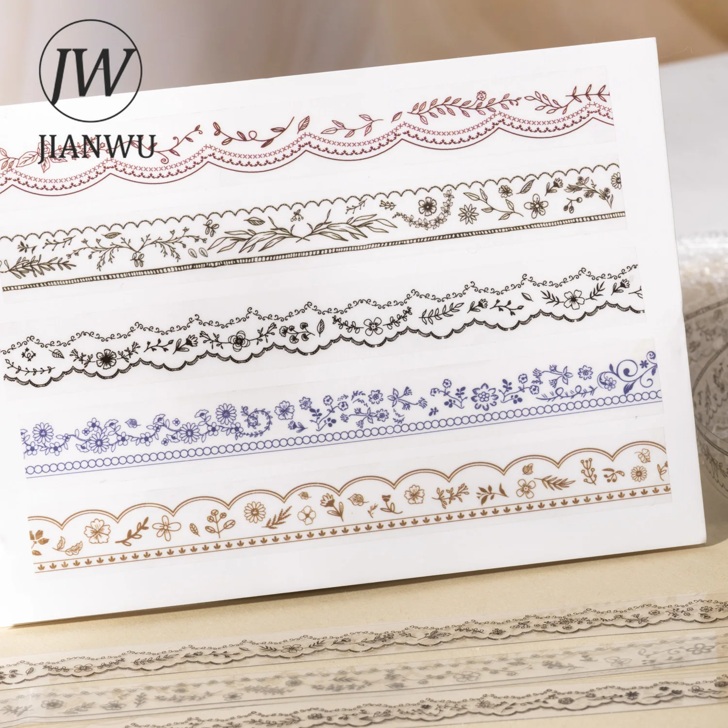 

JIANWU Lush Dream Lace Series Vintage Lace Flower Landscape Material Collage Scrapbooking PET Tape Creative Journal Stationery
