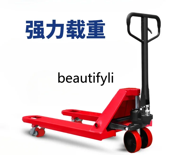 Forklift manual hydraulic truck 2/3/5 ton extended pallet loading and unloading truck hand push cattle small trailer