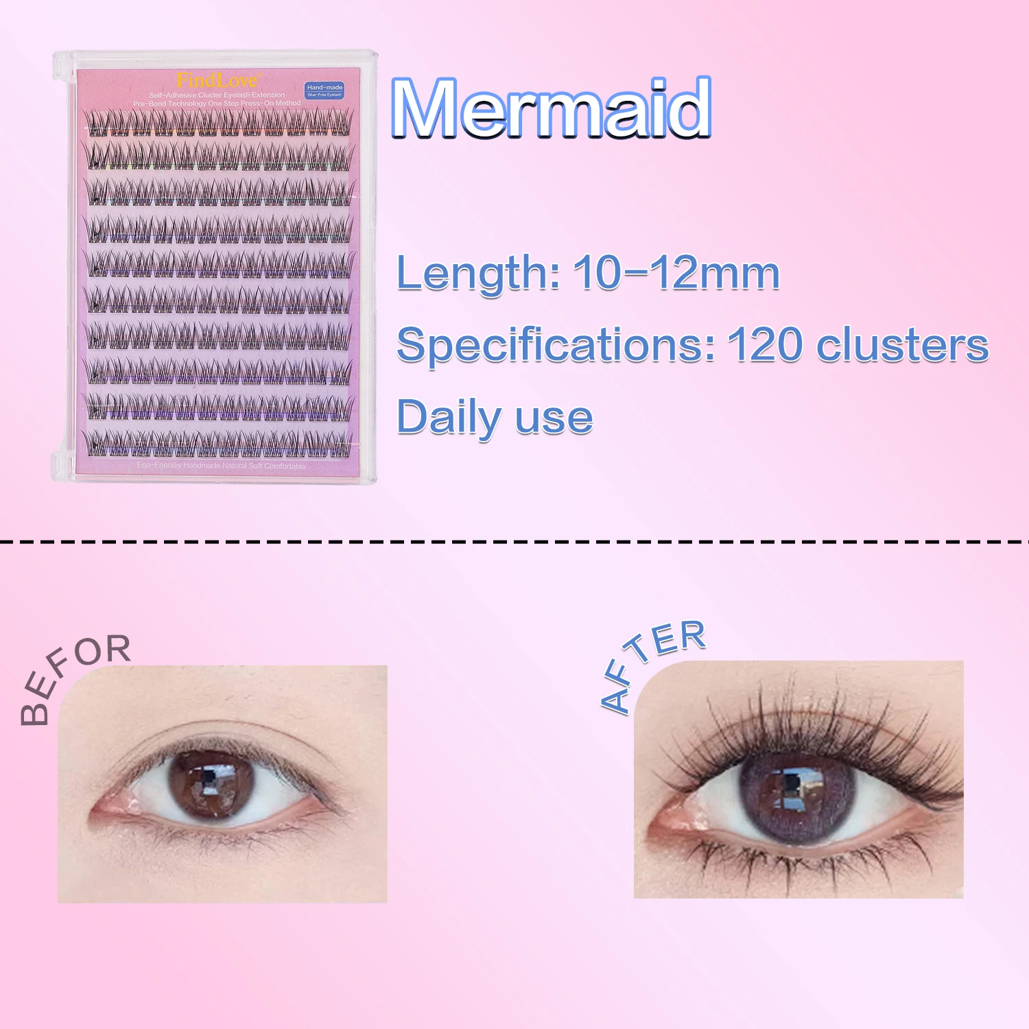 120 個接着済みまつげ 10-12 ミリメートルクロスまつげソフトで軽い自然まつげ着用接着剤不要まつげ韓国メイクツール