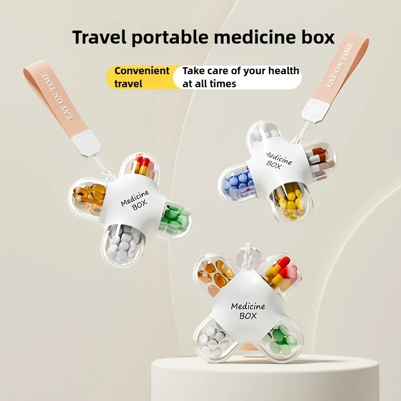 

2025 New 4-Grid Sealed Detachable Pill Organizer Travel-Friendly Portable Medicine Box for Daily/Travel Health Storage