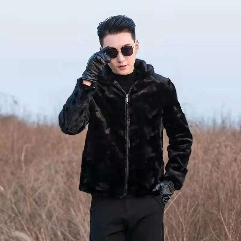 Winter Outdoor  Men  Mink   fur Coat    fashion mink  fur  jacket