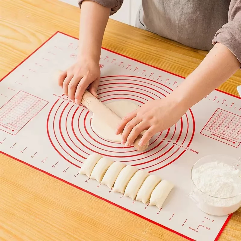 Non-Stick Silicone Pad Baking Sheet Cupcake Dessert Mat Baking Mat with Scale Pastry Boards Cookie Decorating Tools - 45x60cm