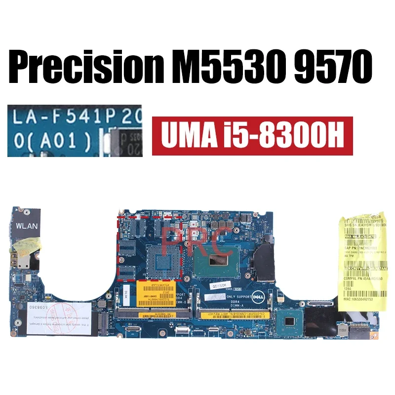 Imagem -03 - para Dellprecision M5530 9570 Placa-mãe do Portátil La-f541p 0yyw9x 0yx04v 0kmyjt 09chj6 0yyw9x E2176m i5 i9 8th Notebook Mainboard