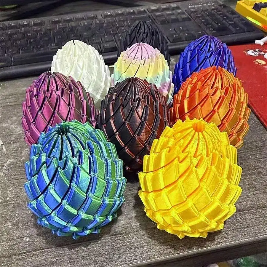 

4 3D Printed Stress Relieving Dragon Egg Toys - Smooth Rotation Stress Relieving Toys for ADHD Anxiety Relieving Finger Toys