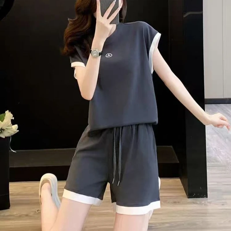 

Women's Casual Sport Shorts Set 2026 Summer Short Sleeve T-Shirt and Shorts Two Piece Running Fitness Outfit