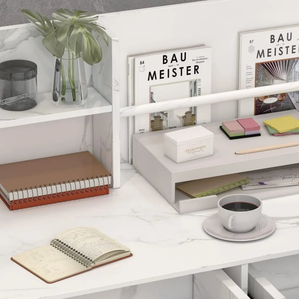 مكتب استقبال مع أدراج تخزين ورفوف، طاولة وحدات مع لوحات تقسيم، مثالية لمناطق استقبال الصالونات والشيكو #5