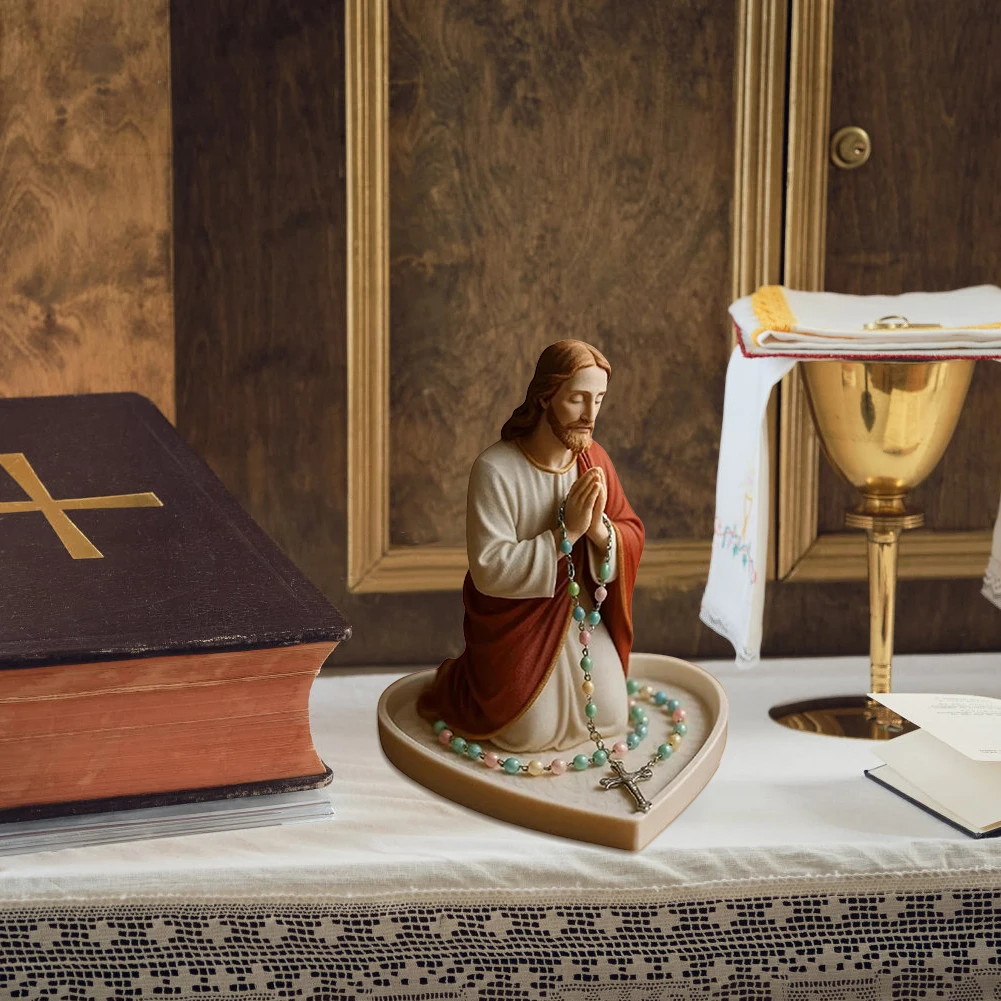 أنيقة سيدةنا صندوق مسبحة الصلاة الراتنج المباركة الأم تمثال الأم المقدسة الشكل الكاثوليكية هدايا للنساء ديكور المنزل الديني #5