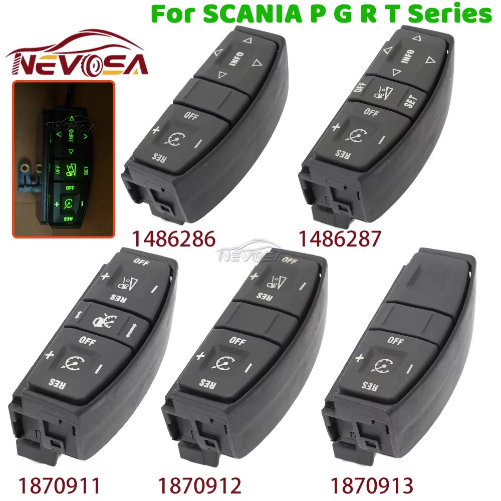 Green Light For SCANIA P G R T Series Steering Wheel Module Telephone Menu Switch Adaptive Cruise Control Truck Switch Button