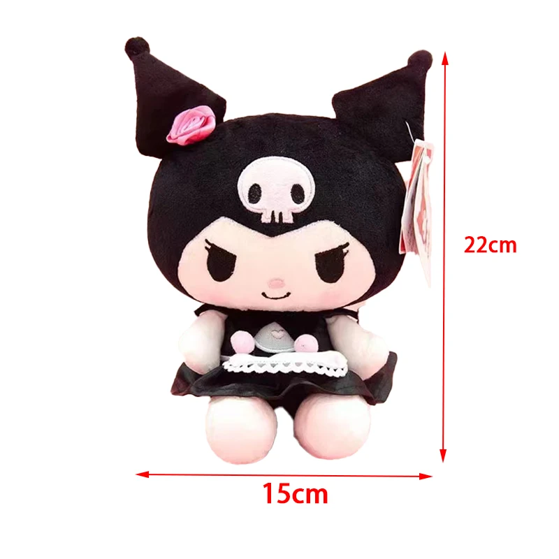 22CM 정통 Sanrio Kuromi 봉제 인형 검정색 보라색 Cutecartoon 인형 소녀 어린이 장난감 생일 크리스마스 선물
