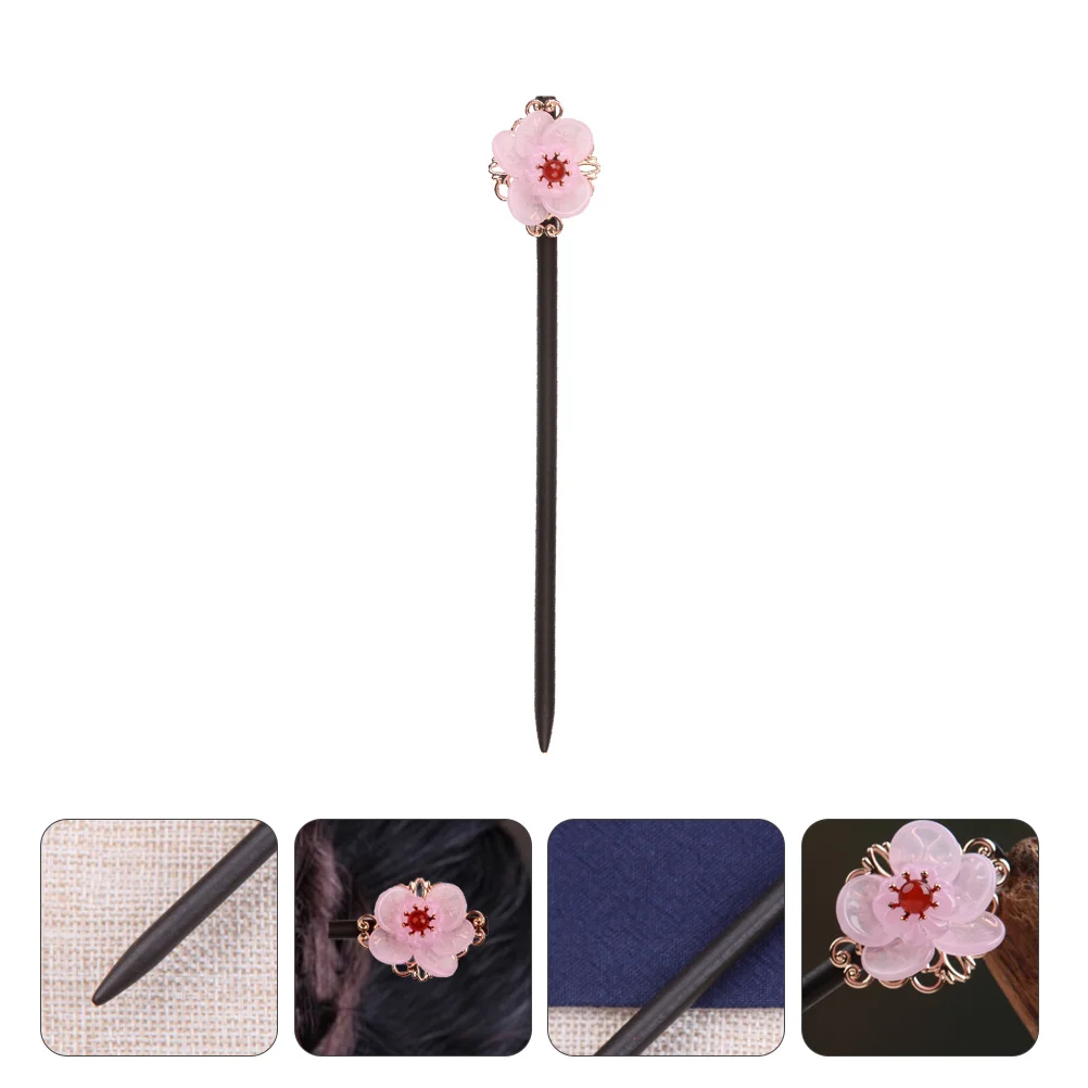 

Hair Sticks Wooden Hairpin Clips Female Headwear Synthetic Glass Woman Retro