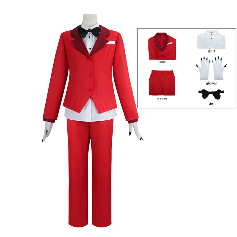 Charlie Morningstar Cosplay Costume Women Men Suit Jacket Pants Shirt Bowtie Gloves Comic Con Halloween Party Role Play Outfits