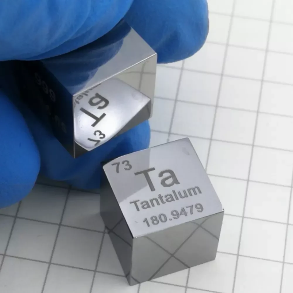 Tantalum Ta Carved Element Periodic Table Cube 10mm Mirror Version