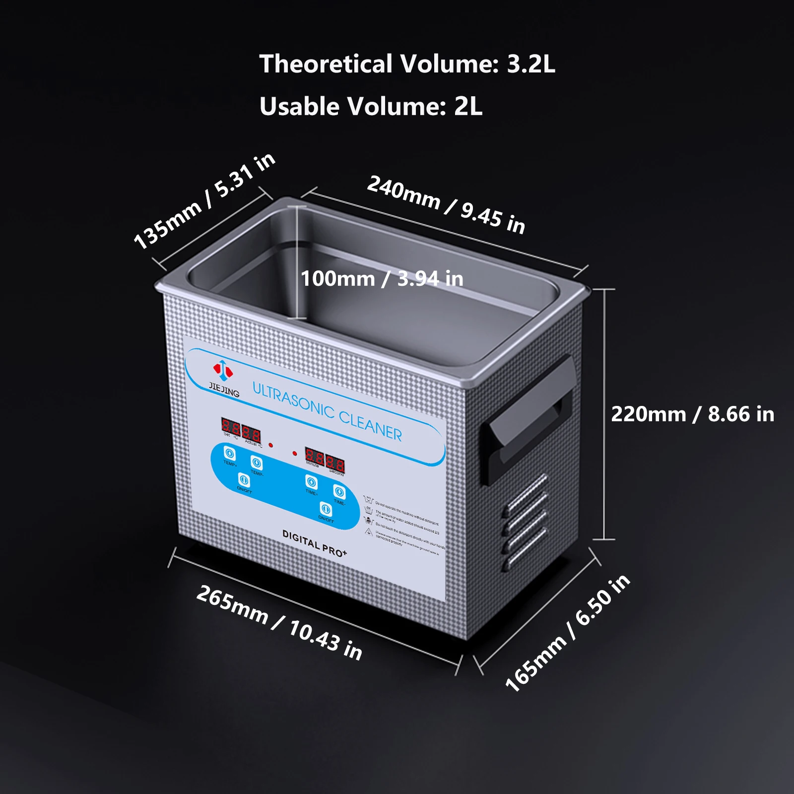 40kHz Ultrasone Reiniger 3L Ultrasone Ton met Digitale Controle Timer Verwarmbare Ultrasone Reinigingsmachine voor Juwelen Glazen