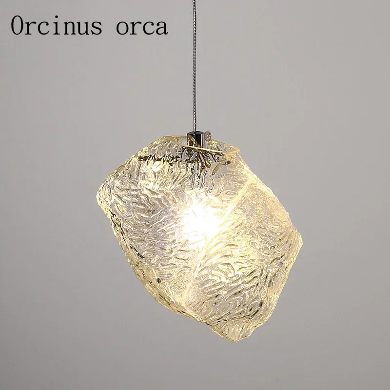 Korean modern simple glass ice chandelier personality artistic style living room bedroom bar restaurant lamps