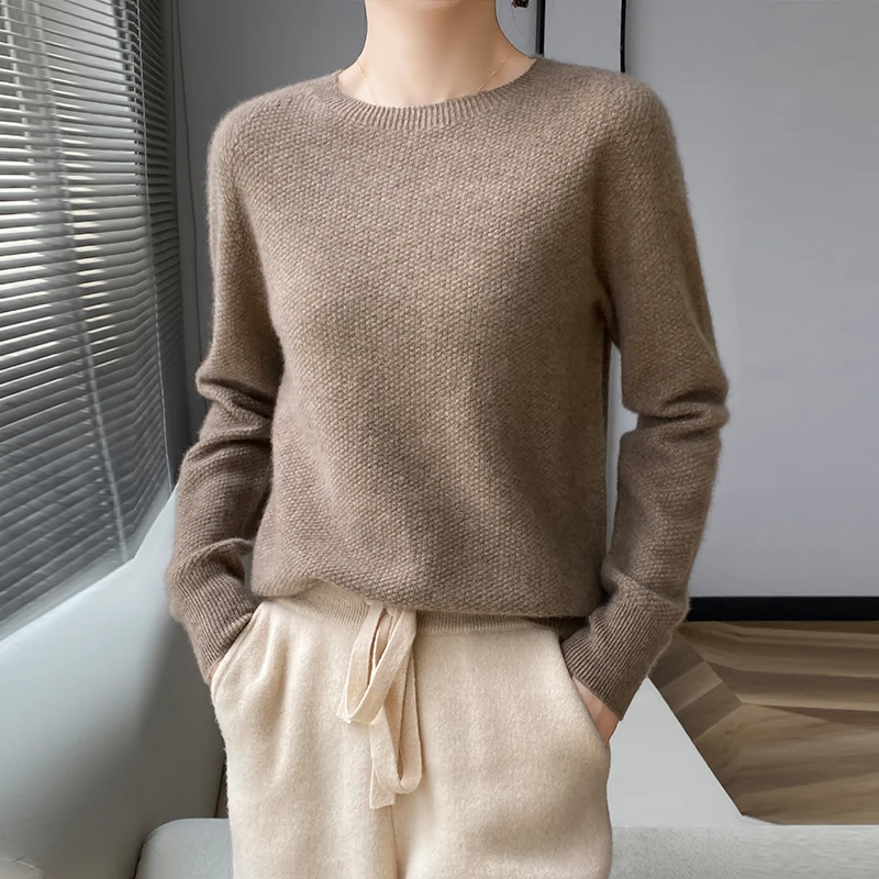 100% lana Cashmere maglione donna o-collo Pullover Casual lavorato a maglia Top autunno e inverno nuova giacca da donna moda coreana