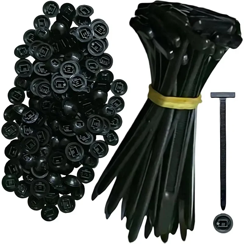 100PCS Nylon Universal Cable Tie Buckle Heavy Duty Self-Locking Zip Ties Holder with Pin Fasteners Car Body UV Resistant Zipties