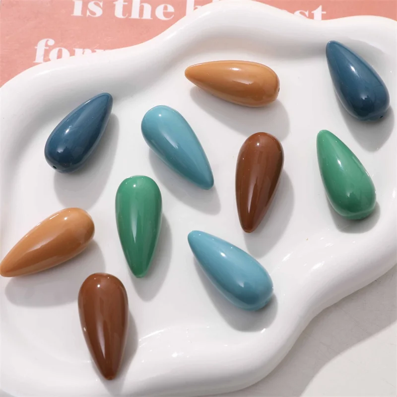 

Новый стиль, 40 шт./лот, цветной принт, мультяшная форма капли воды, смоляные бусины с прямыми отверстиями, ювелирные изделия «сделай сам», аксессуары для одежды